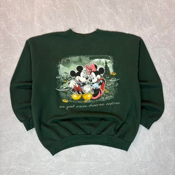 Disney Other - 1990's Disney Mickey & Minnie Mouse crewneck sweatshirt in green and black